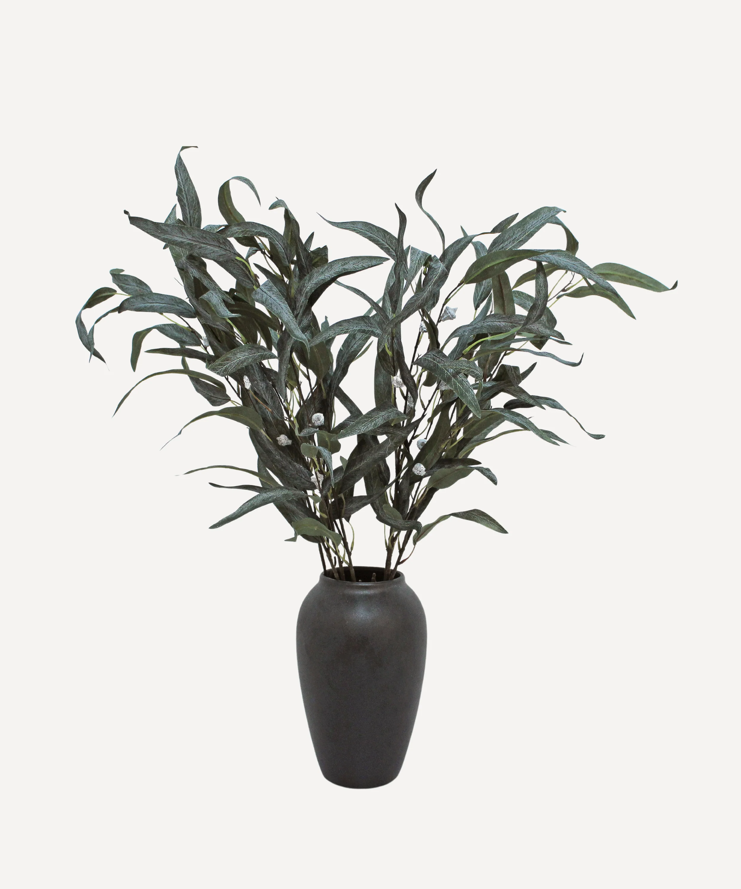 Flowering Willow Eucalyptus - Faux Foliage Stems - Green, Auburn - Image 3