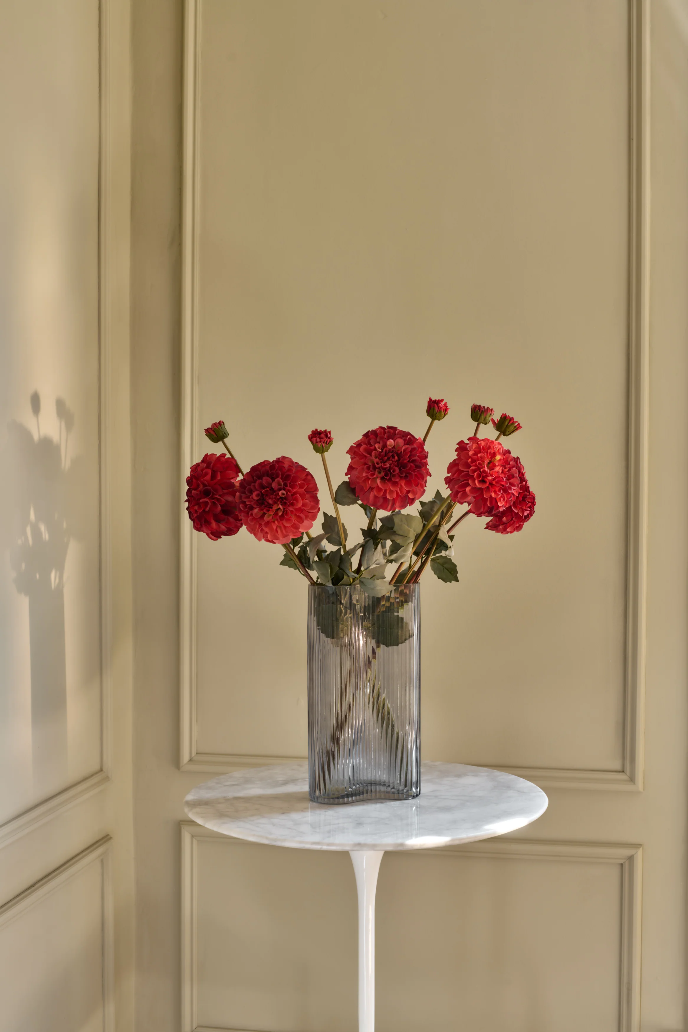 Pom Pom Dahlias - Faux Flower Stems - Blush Red, Soft Purple, Red, Cream - Image 4
