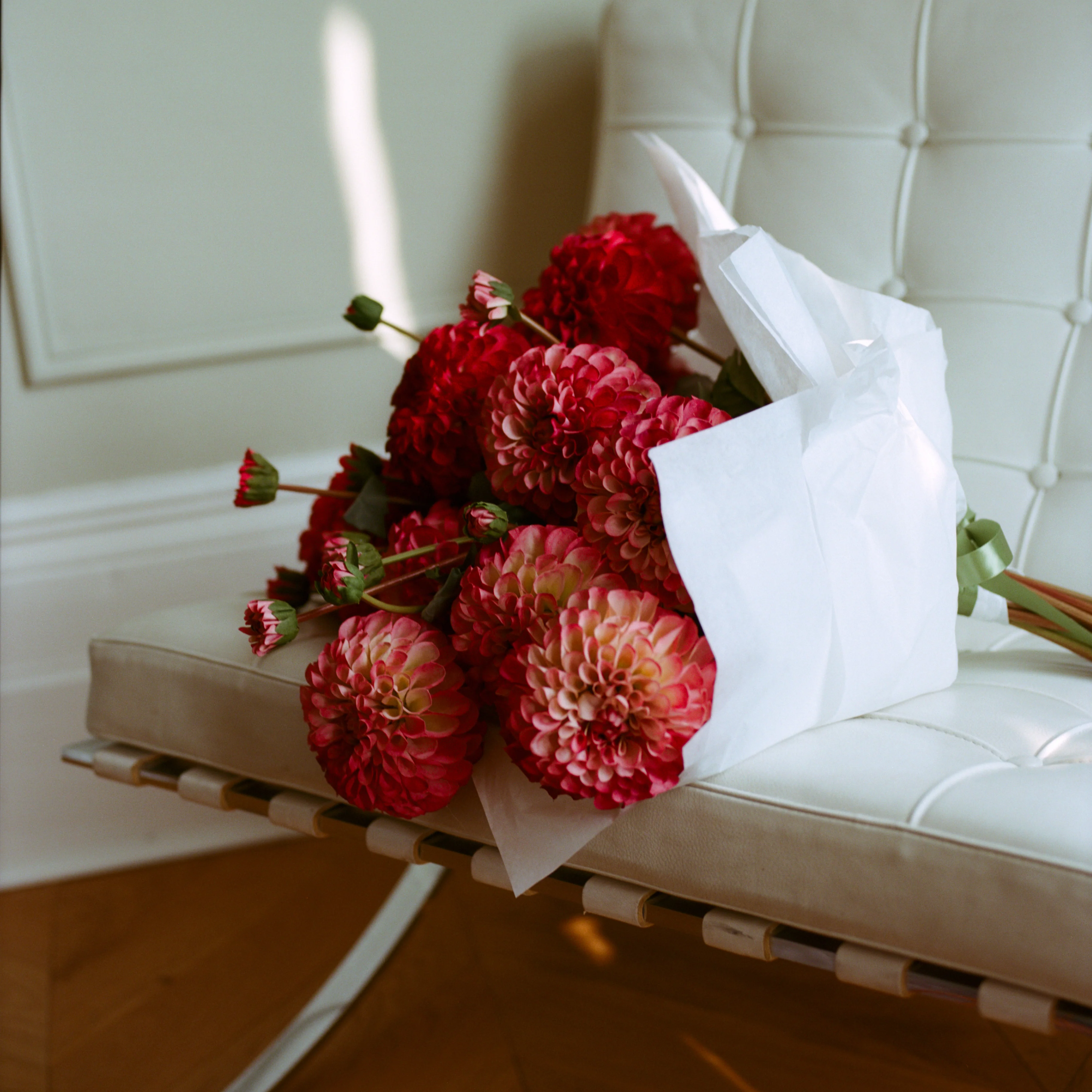 Pom Pom Dahlias - Faux Flower Stems - Blush Red, Soft Purple, Red, Cream - Image 7