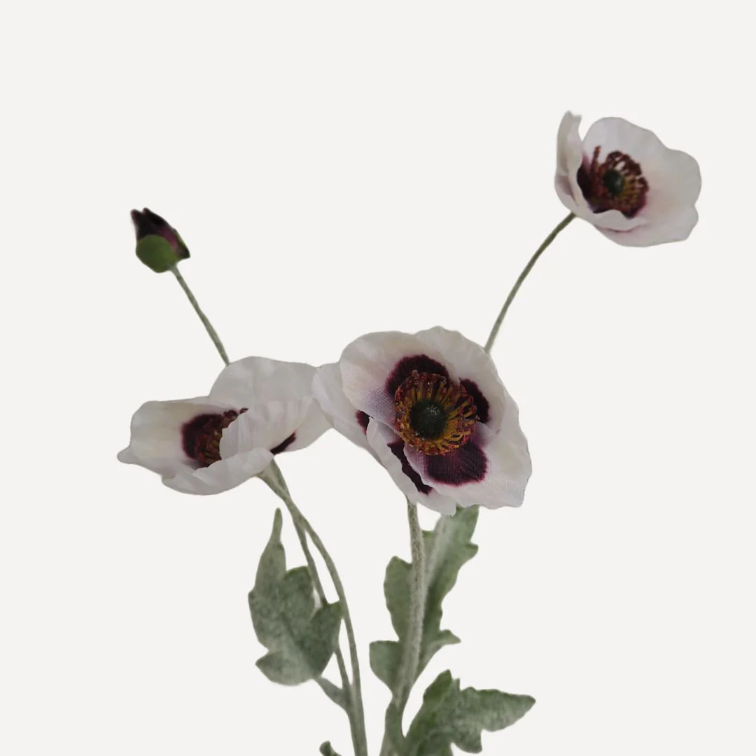 Poppies - Faux Flower Stems - Cherry Cream, Purple, Yellow, Blue, Peach, Peach Coral, Red, Coral, Lavender, Lilac - Image 5