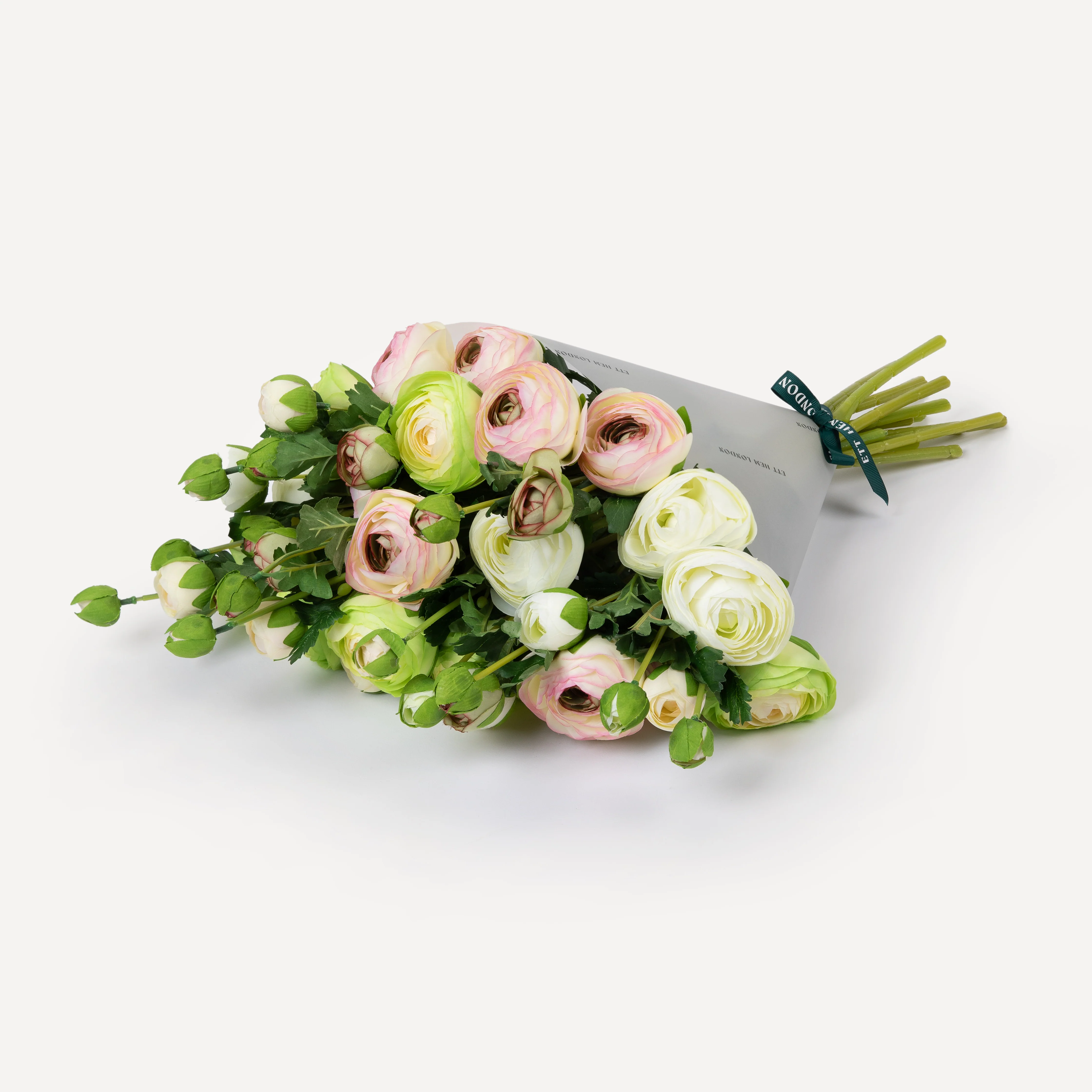 Ranunculus - Faux Flower Arrangement - Cream, Blush & Light Green - Image 4