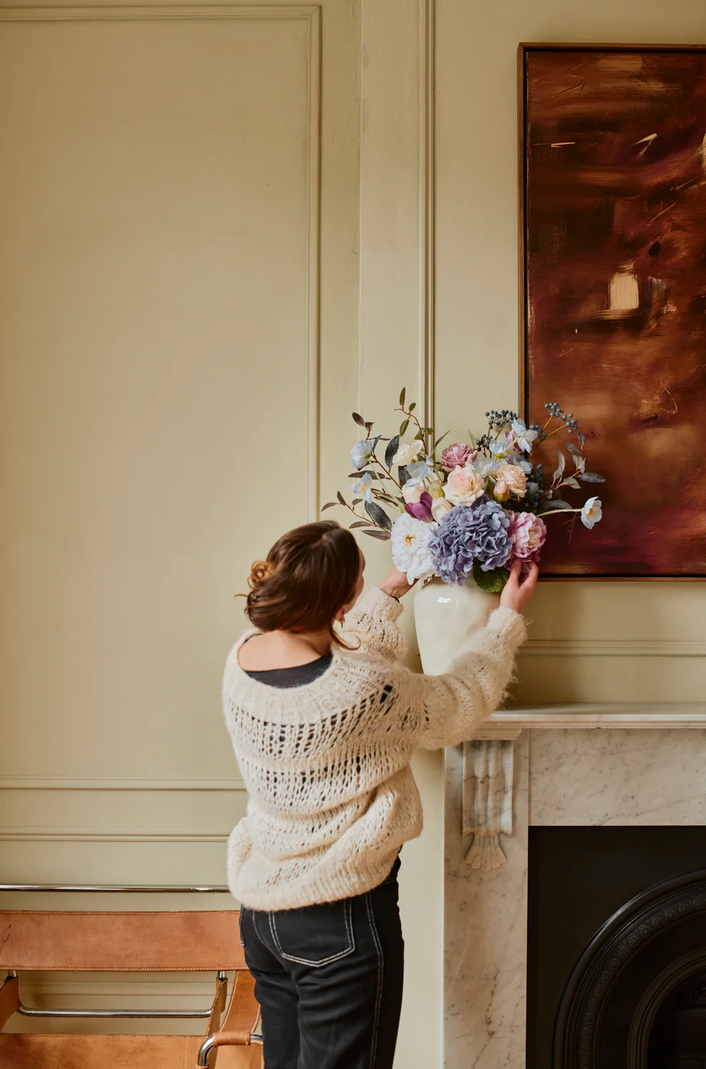 Belle - Faux Flower Arrangement - Purples, Whites & Greens - Image 3